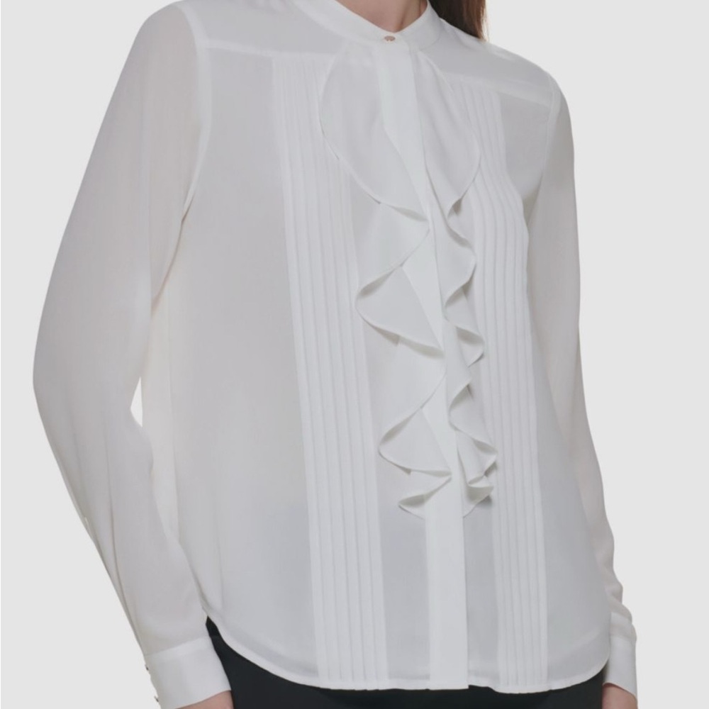 CALVIN KLEIN | Ruffled Blouse | Pirate Fashion | Layers | NWOT - Picture 6 of 6